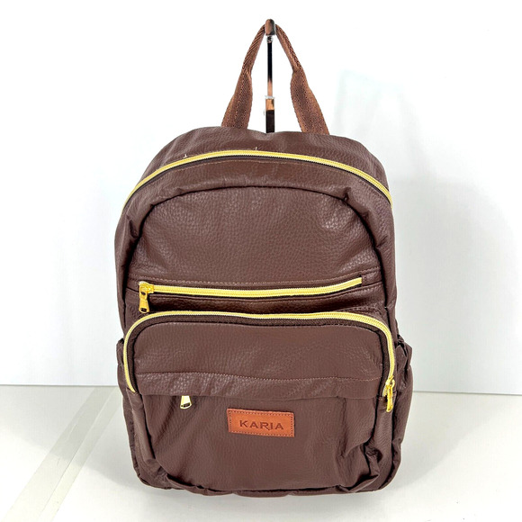 KARIA Women\'s Fashion Backpack Purse Brown Brand New High Quality Great Gift NEW main image 4